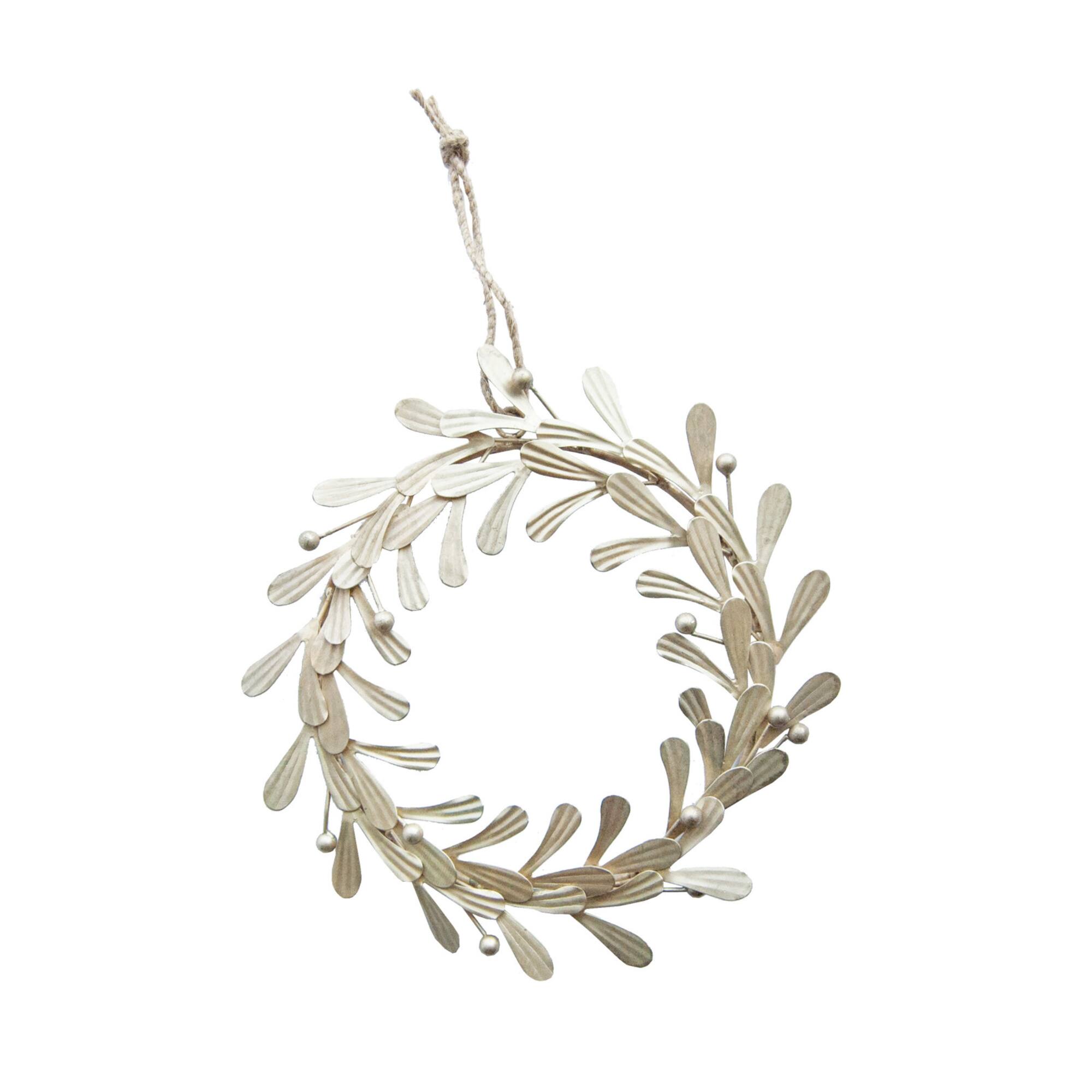 Hello Honey® 11" Distressed Pewter Metal Leaves & Berries Wreath